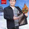 Velvet-Lined Thick Jacket for Men (Ages 60-70) - Warm Autumn/Winter Outerwear