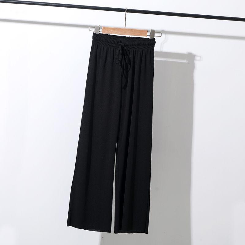 

Ice Silk High-Waist Wide-Leg Women s Slimming Drape Pants - Spring/Summer, Floor-Length, Casual, Thin, Cropped Straight-Leg S (suggested 75-95 jin)