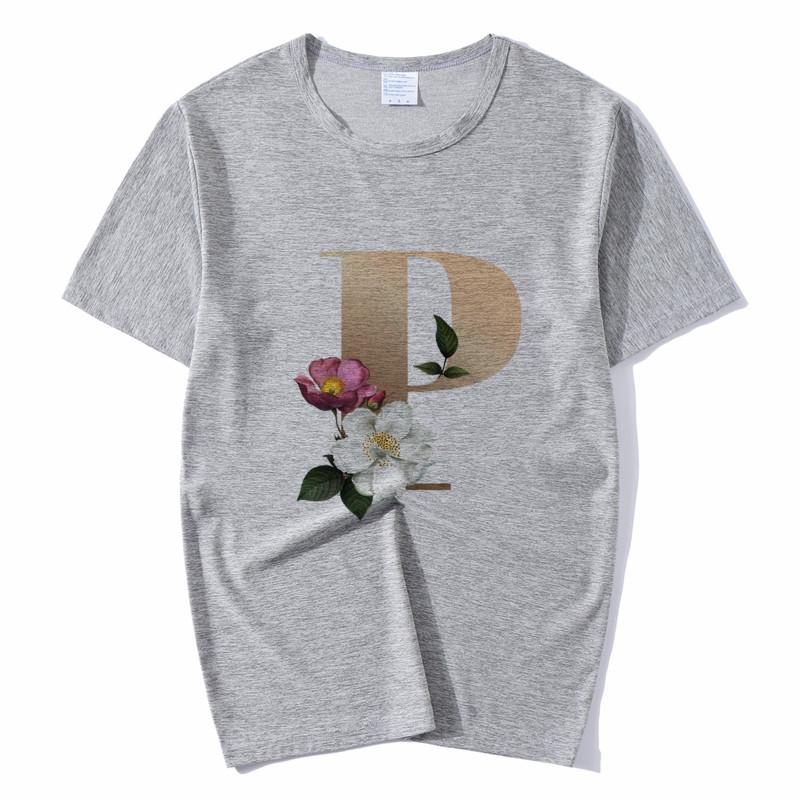 Summer A To Z 26 Alphabet Print Tshirt Cartoon Tees Women Streetwear Funny Casual T