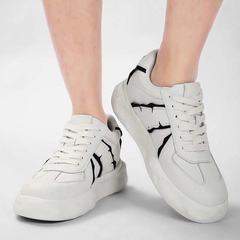 Fashion 6CM Elevator Shoes for Men Genuine Leather Fashion Lift Sports Comfortable Breathable Chunky Super Thick Platform Sneakers