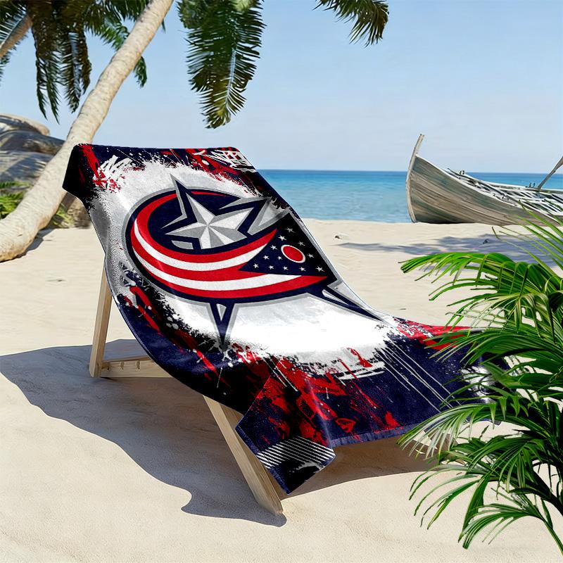 Columbus Blue Jackets Print Beach Towel, Large Soft Quick Dry Towel for Beach Camping Swimming
