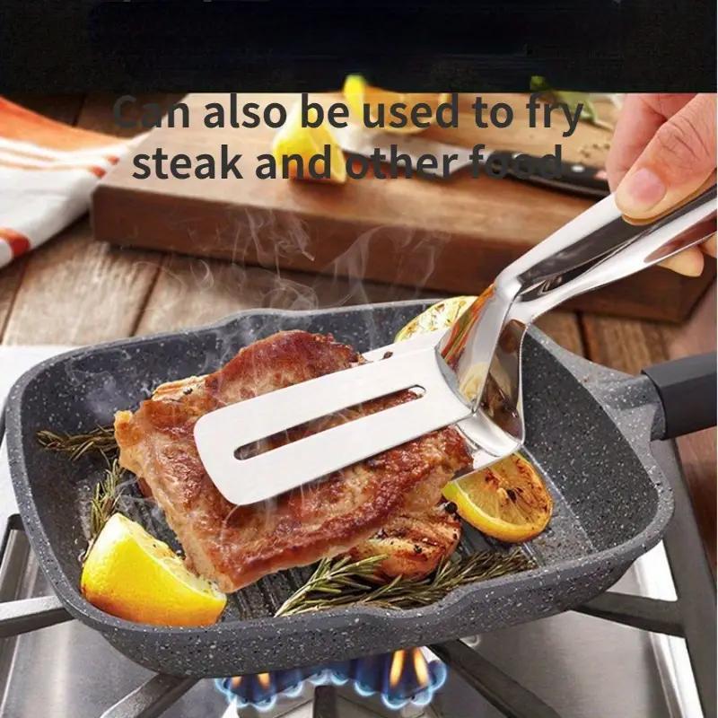 Stainless Steel Kitchen Tongs - Non-Stick, Multi-Use Food Clamp for Steak, Fish & More - Essential Cooking Tool