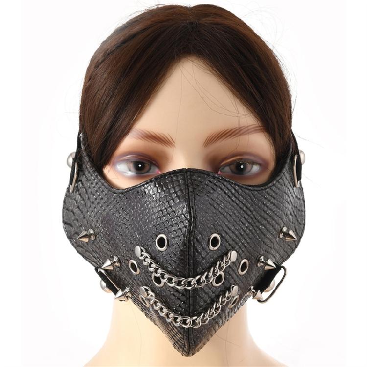 Leather Spikes Mask Gothic Punk Rivet Biker Motorcycle Mask Anti-Dust Sport Masks for Halloween Cosplay Party Adjustable
