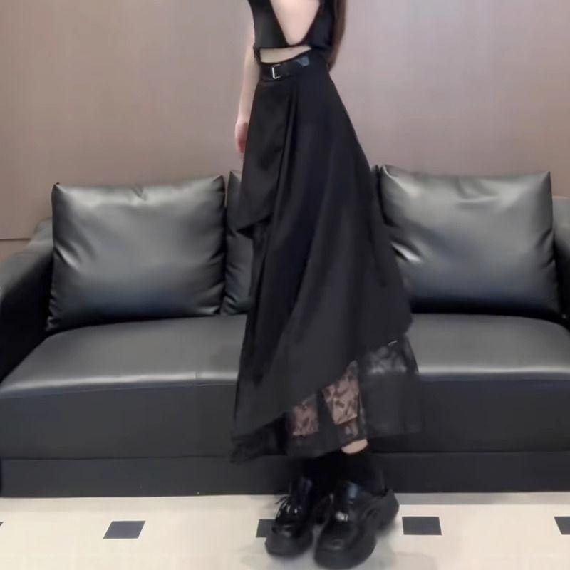 Irregular Skirt Bow Tie Drawstring Floral Skirt Half Body Skirt Girlish Style Small Stature High Waist A-line Skirt