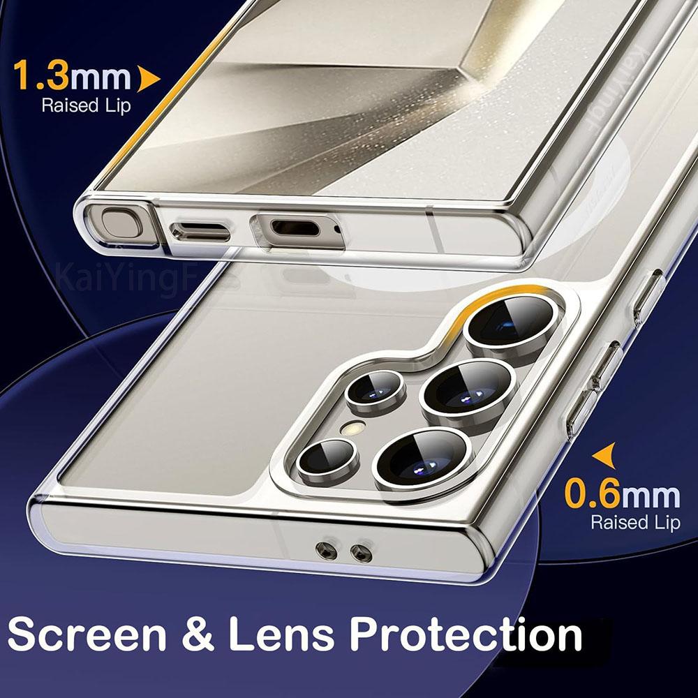 Transparent For Magsafe Case For Samsung Galaxy S25 S24 S23 FE S22 S21 Ultra Plus Wireless Charging Shockproof Clear Cover