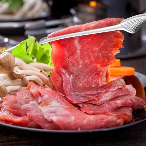 Latikaly Stainless Steel Yakiniku Tongs, Set of 2, BBQ Tongs, Non-Slip, Lightweight, Durable, and Abrasion-Resistant, Perfect for Camping, BBQs, Cooki