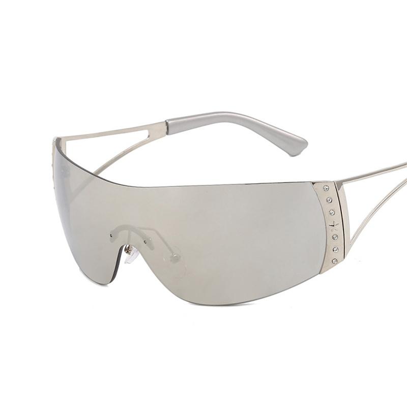 Cyberpunk Y2K Sunglasses Women Fashion Rimless One Piece Sun Glasses Men Vintage Shades 2000S Accessories 90S Gradient Glasses