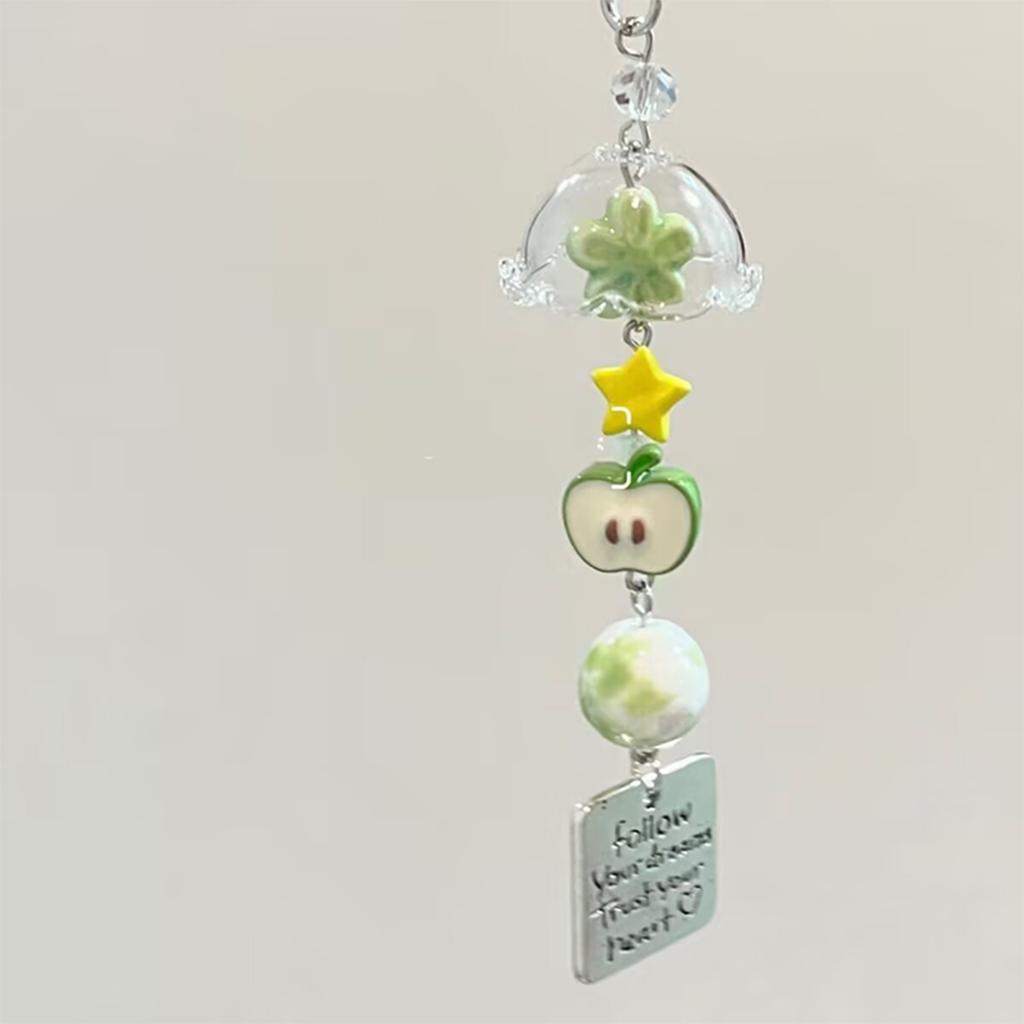 Cute Fruit Keychain Creative Summer Watermelon Pendant Key Chain Beaded Mobile Phone Anti-Lost Lanyard Bag Decorative Keyring