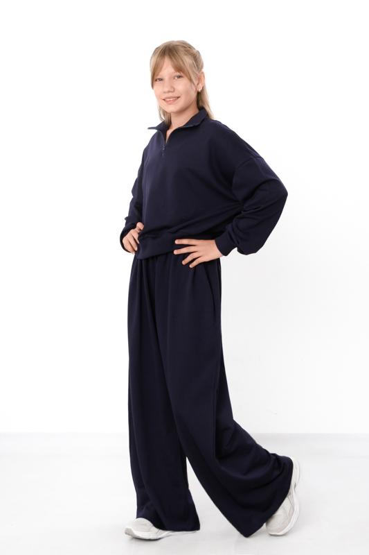 Girls Zip-Up Hoodie Sweatshirt with Hood and Wide-Leg Pants – Kids Casual Set Any season 6506-057 HC