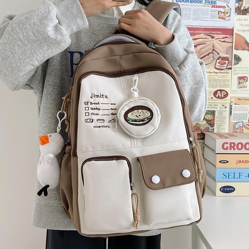 

Korean Version of High School Students Junior High School Students Large Capacity Contrast Color Backpacks Travel Backpacks