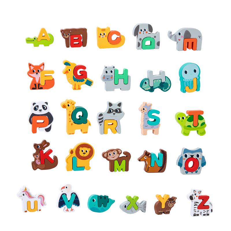 Kids' Educational Building Blocks: Alphabet, Numbers, Animals & Dinosaurs - Safe, High-Quality Wood, No Odor.