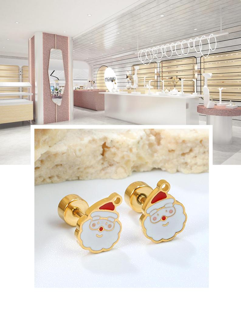 Santa Claus Stainless Steel Stud Earrings - Creative Christmas Design