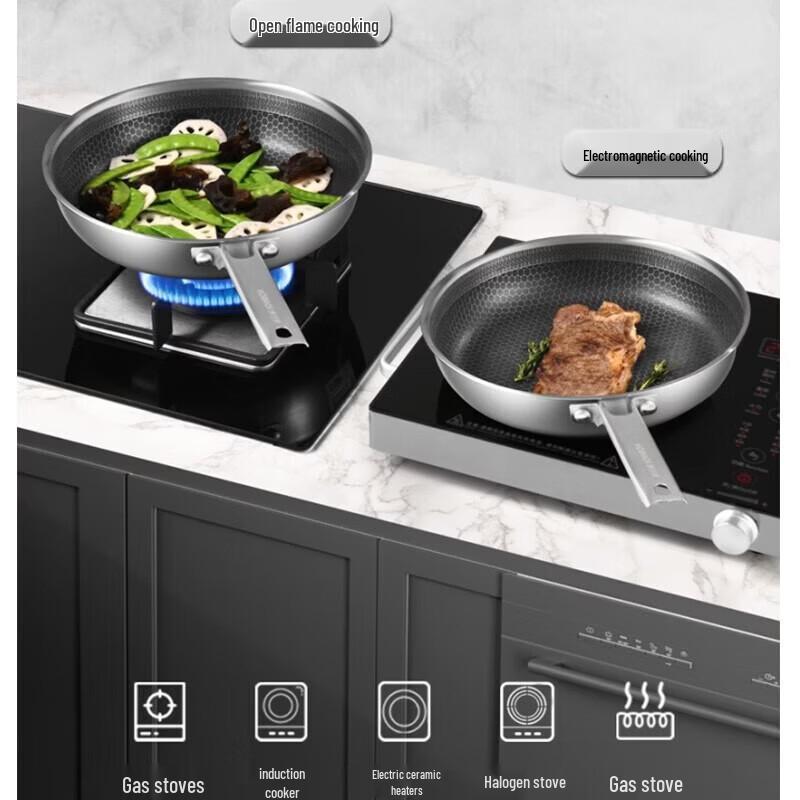 KOBACH 26cm Red Dot Honeycomb Frying Pan with Lid