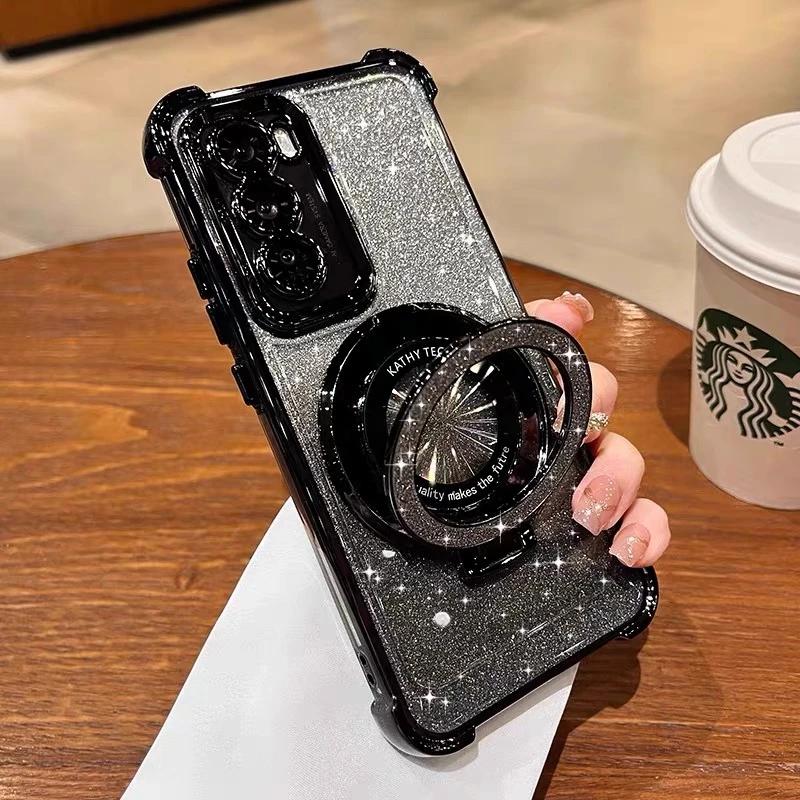 Luxury Glitter Magsafe Magnetic Ring Stand Case for Samsung Galaxy S24 S23 S25 Ultra A55 A35 A25 A15 A05S A71 A54 A53 A52 Cover