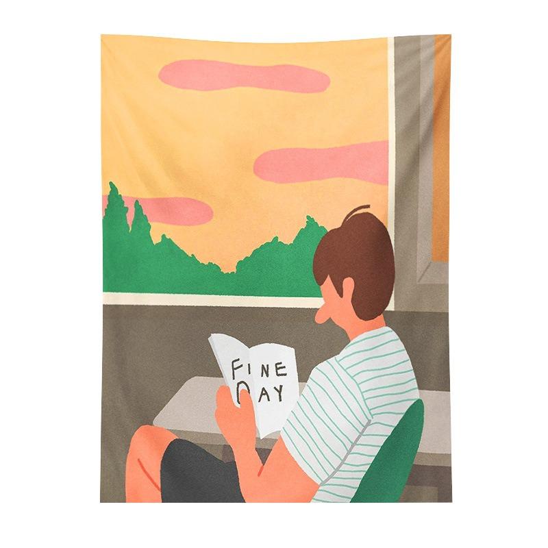 Abstract Style Character Background Hanging Cloth Home Wall Decoration Tapestry Office Living Room Tapestry