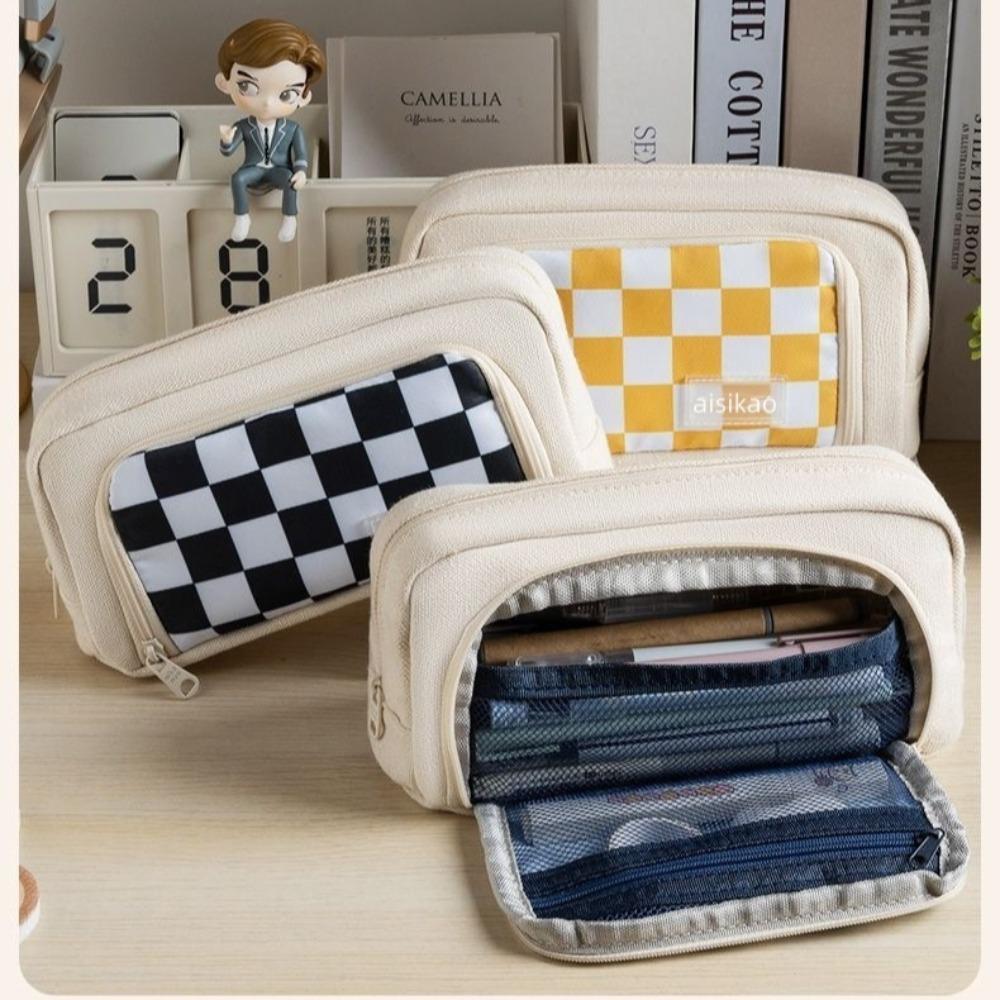 

Водонепроницаемые пеналы с шахматным узором, моющиеся решетчатые пеналы, школьные принадлежности