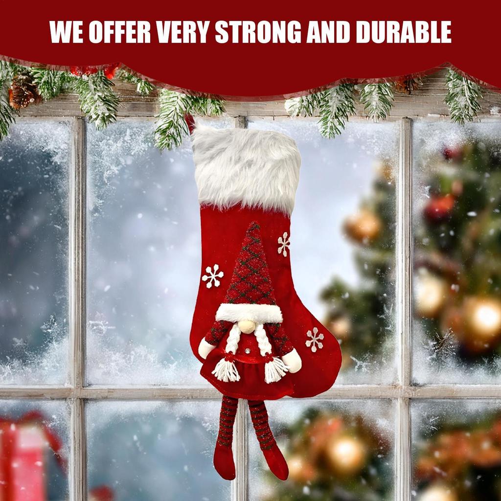 2025 Christmas Gnome Stockings Christmas Goodie Bag New Year Xmas Christmas Tree Ornaments Fireplace Decor For Holiday