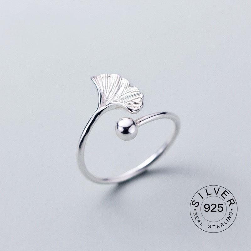 925 Sterling Silver Rings For Women Geometric Fine Jewelry Finger Adjustable Cute Flower Leaf Zirco Ring For Party Birthday Gift