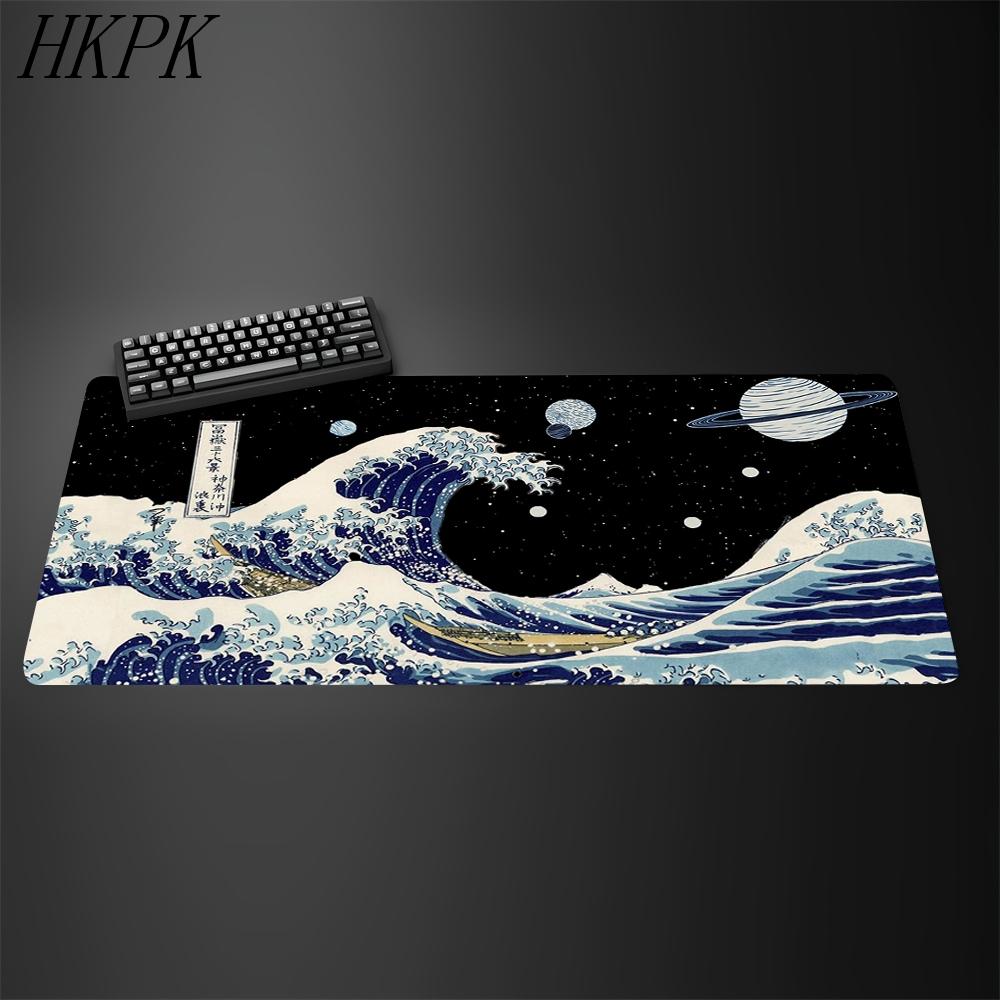 XXL Xcm Black and White Giant Wave Keyboard Game Anime Mouse Pad Nonslip Rubber Art Computer Desk Mat Carpet With Lockedge