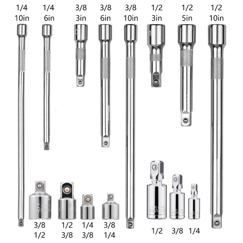 Reliable Socket Extension Set Efficient Steel Extension Bar Set Multiple Size for Vehicle Maintenance Furniture Assembly