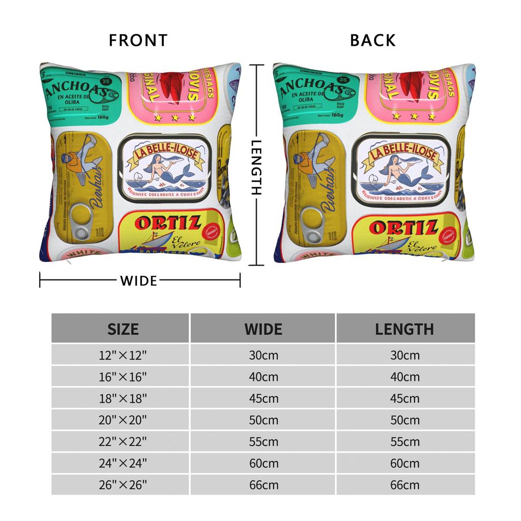 Cuadros Decorations Sardines Nordic Pillow Case Soft Pillow Cover For Living Room Sofa Kawaii Pillowcases