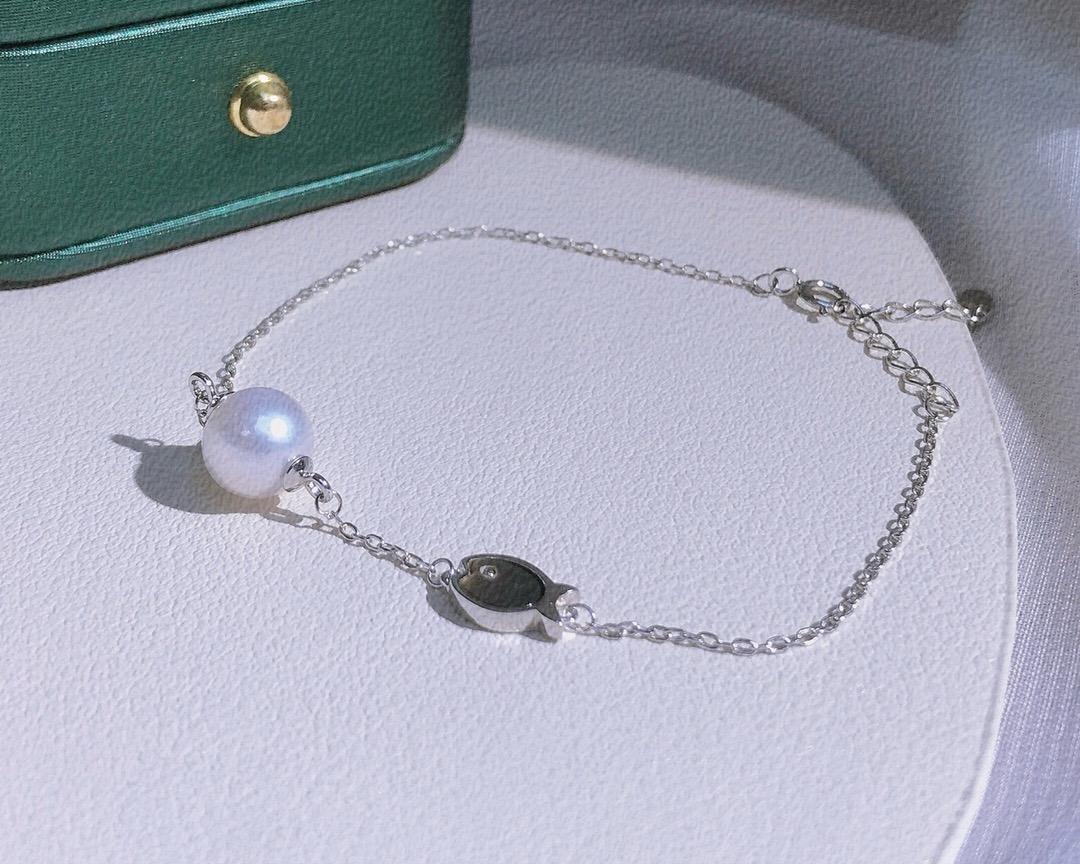 B5076 8-9mm 925 Sterling Silver Pearl Bracelet Setting | DIY Pearl Bangle Base Mounting Jewelry Finding, Pearl Not Included 925 SILVER