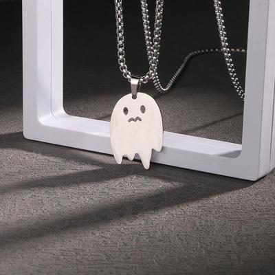 Little Monster Ghost Necklace - Cute Halloween Pendant for Hip Hop Street Style