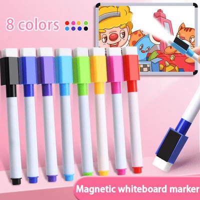 8Pcs/Set Magnetic Dry Erase Markers Color/Black Whiteboard Marker Pen Home Office School White Board Stationery Extra Fine Pens