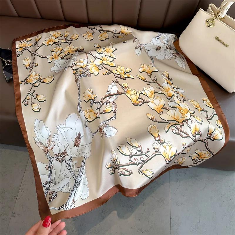 Fashion Handkerchief Women Neck Scarves Silk Satin Headband Small Hijab Scarfs Cartoon Print Kerchief Cute Hair Scarf For Ladies