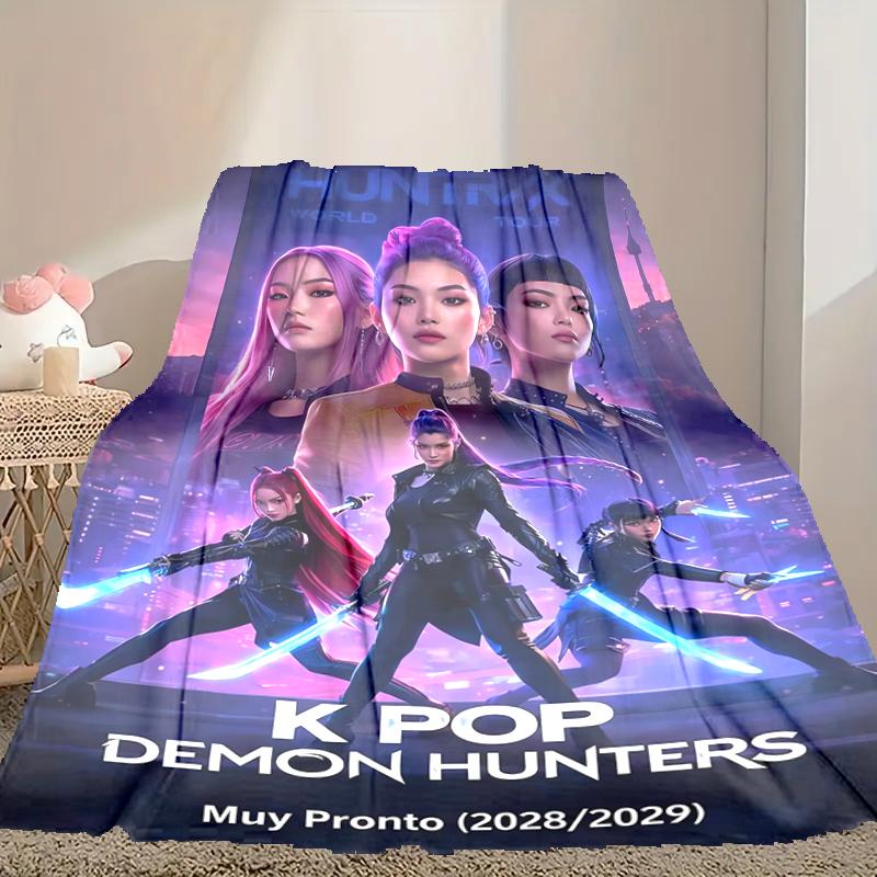 1pc Cozy Print Blanket, Kpop Demon Hunters Blanket Appropriate for Home Picnic and Travel Adventures