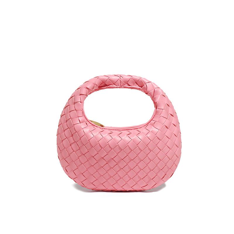 Stylish solid color hand-carried women's bag, simple and trendy handwoven bag, shoulder messenger bag.