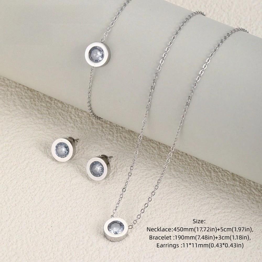 Round Crystal Stainless Steel Bracelet Coloful Moissanite Bracelet  for Gifts