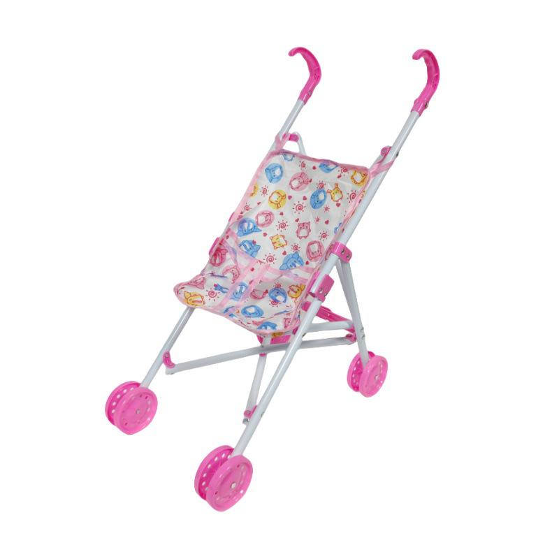 Foldable Children's Play Stroller Toy for Girls – Simulation Square Street Stall Design
