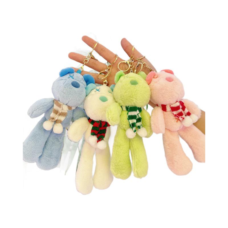 Fluid Bear Pendant Scarf & Teddy Bear Doll Keychain: Street Style Gift for Girls