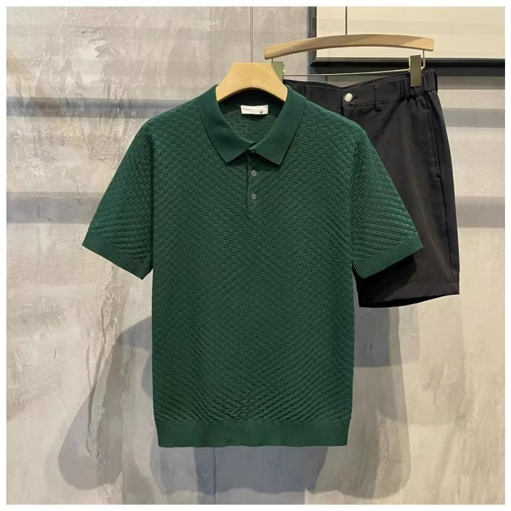 Pánská košile slim-fit - Krátký rukáv, Pletená rayonová tkanina, Jednobarevná, Ležérní styl pro všechna roční období, Ležérní košile | Moderní košile | Pletená
