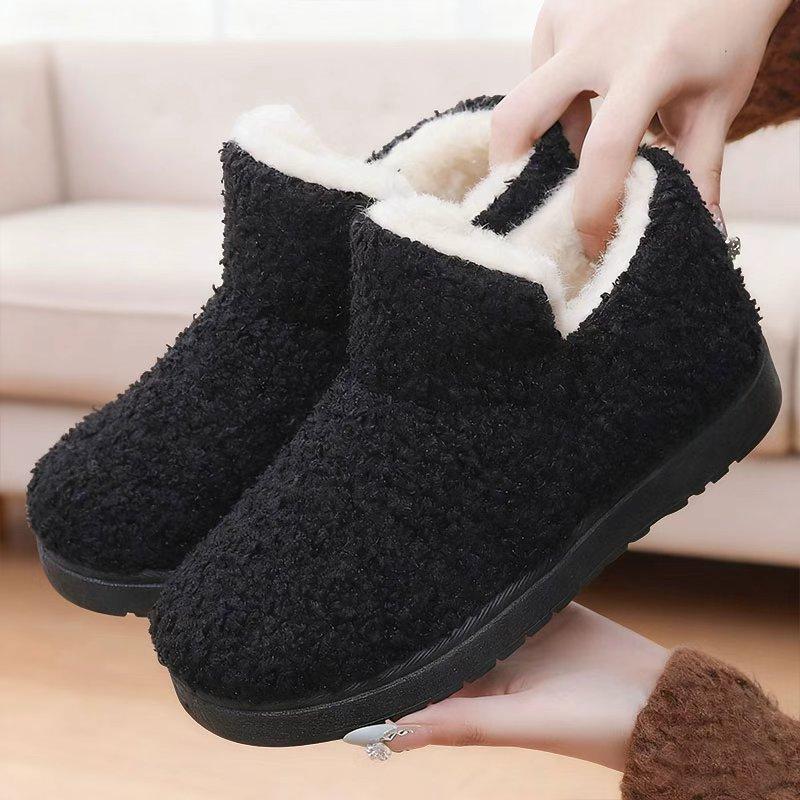 Cotton Shoes Winter New Velvet Thickened Shoes Home Versatile Fashion Snow Boots Soft Sole One Pedal Cotton Boots