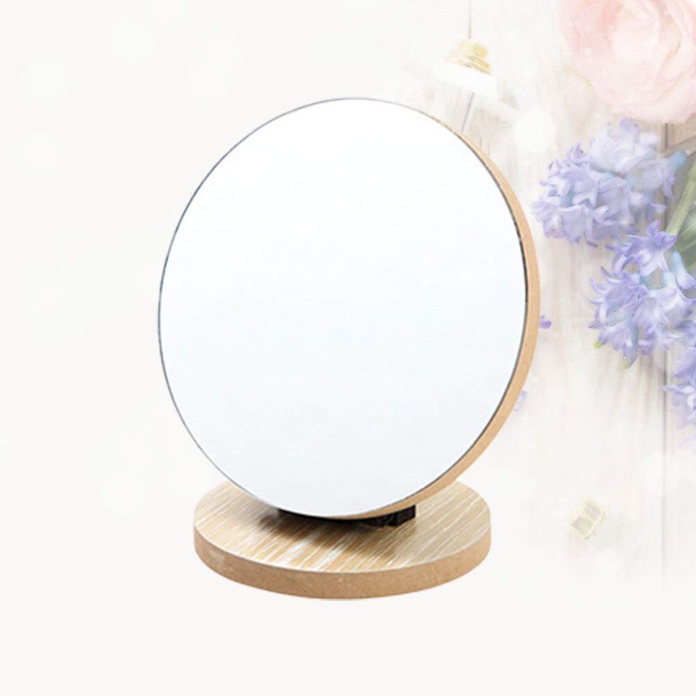 Wooden folding vanity tabletop stand adjustable and beige mirror, mirror, mirror, swivelable, (13.512.8 cm)