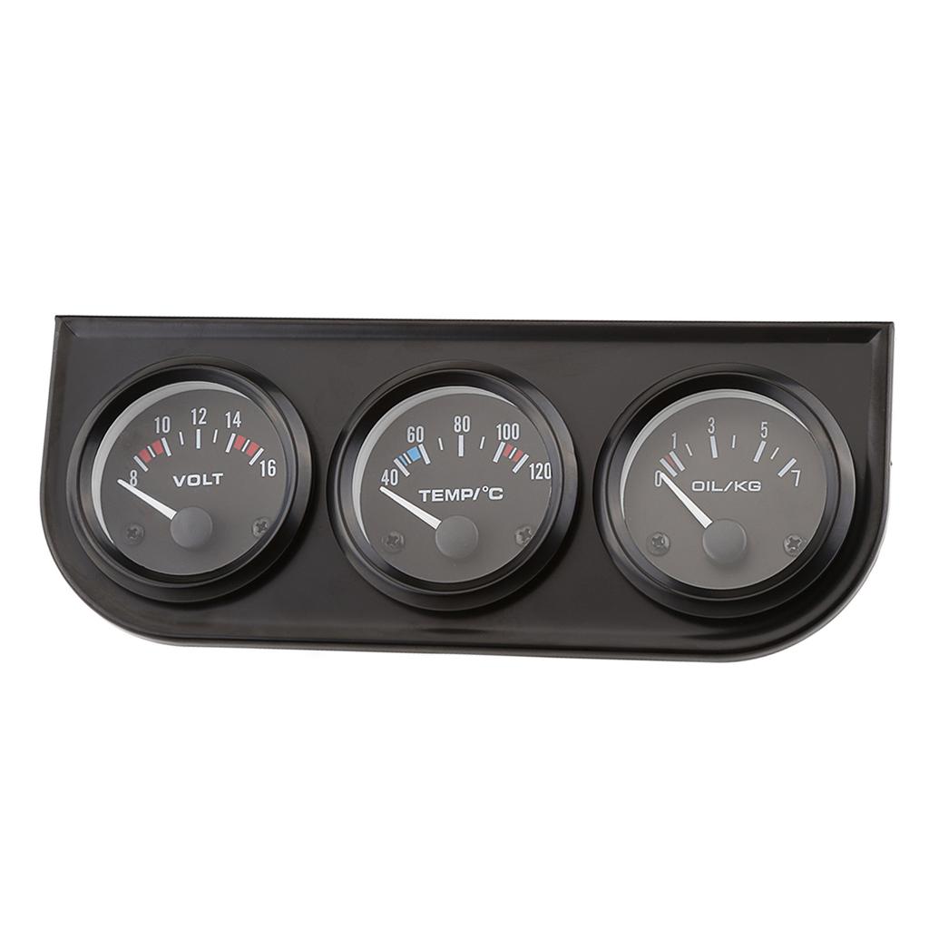 52mm Triple Gauges 3 In 1 Voltmeter Water Temp Gauge Oil Pressure Meter W Sensor For Car Truck