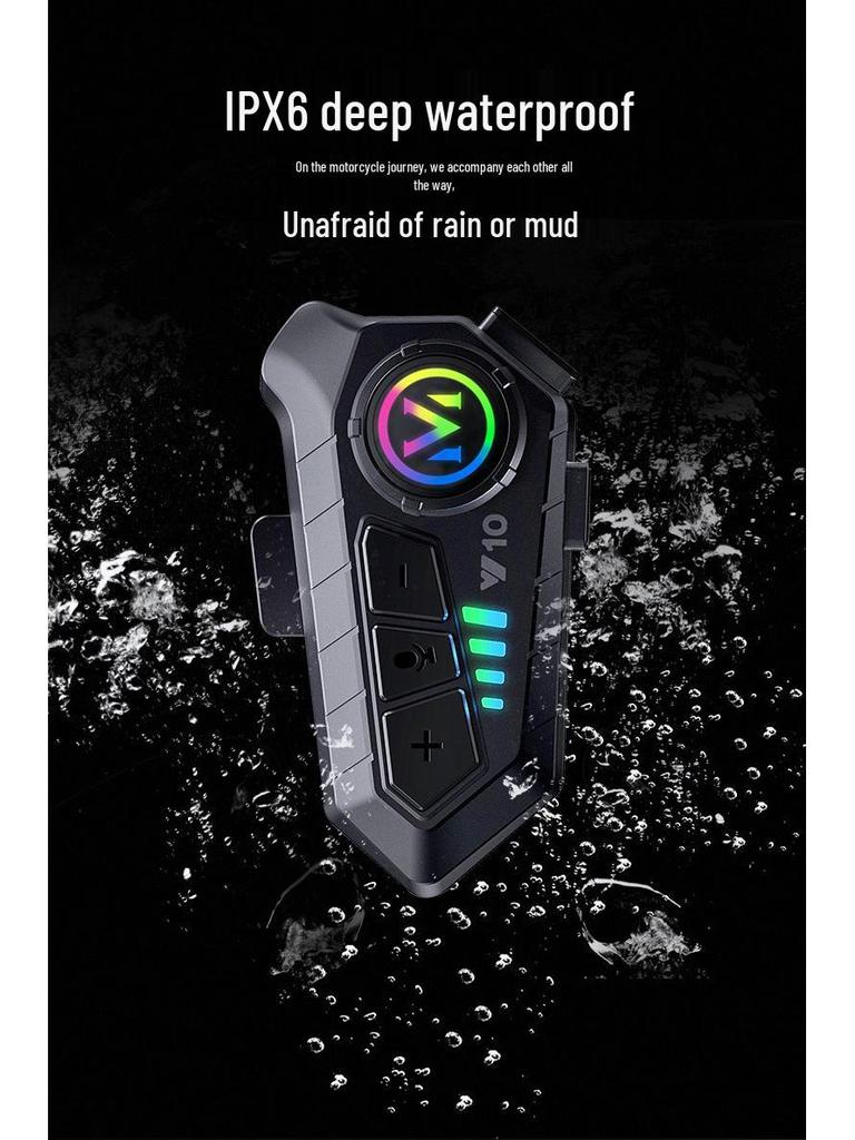 Y10 Bluetooth Helmet Headset, Noise-Cancelling & Waterproof, for Motorcycles & Cycling.