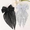 Elegante Pailletten Schleife Netzband Haarspange – Festliches Party Haaraccessoire
