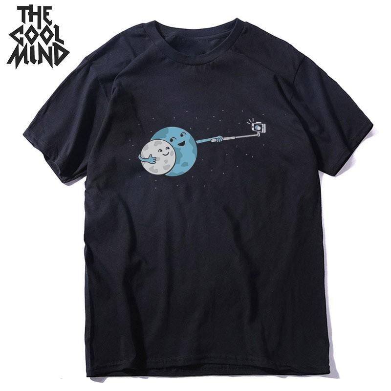 

COOLMIND 100% Cotton Moon Print Men T Shirt Casual Summer Short Sleeve Men Tshirt Loose t-shirt Male Tee Shirts Mo0154 4XL