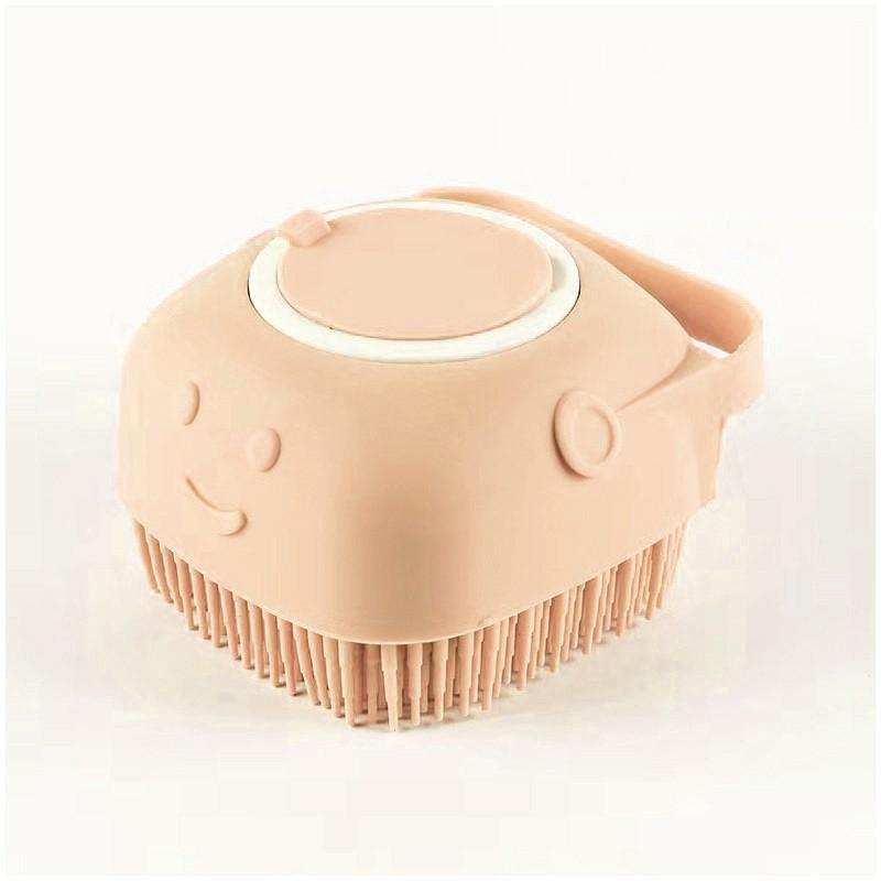 1pc Summer Pet Bath Brush, Silicone Massage Rubber Grooming Tool with Shampoo Storage for Dogs and Cats