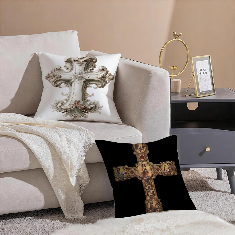 bBaroque Gold Cross European Style Cushion Cover Throw Pillow Cover Hidden Button Durable Polyester Chair Cushion