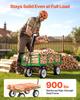 Garden Cart, 408.2 kg, Heavy Duty Steel Yard and Garden Utility Wagon with 10-Inch Tires, Outdoor Gardening Stool with Adjustable Handle, Detachable