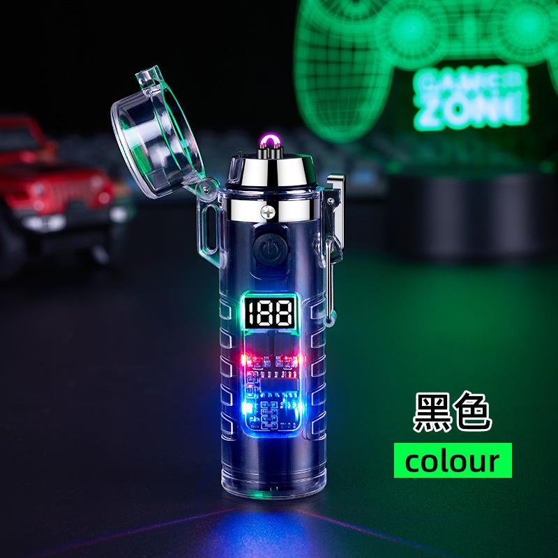2025 New Fashionable Transparent Shell Arc Lighter Portable Type-C Charging with Flashlight Men's Luxury Cigarette Lighter Gift