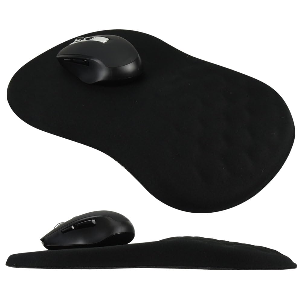 3D Mouse Wrist Memory Reduces PC Gaming Pad, Ergonomic, Cushion, Foam, Stress, Work, (Black)