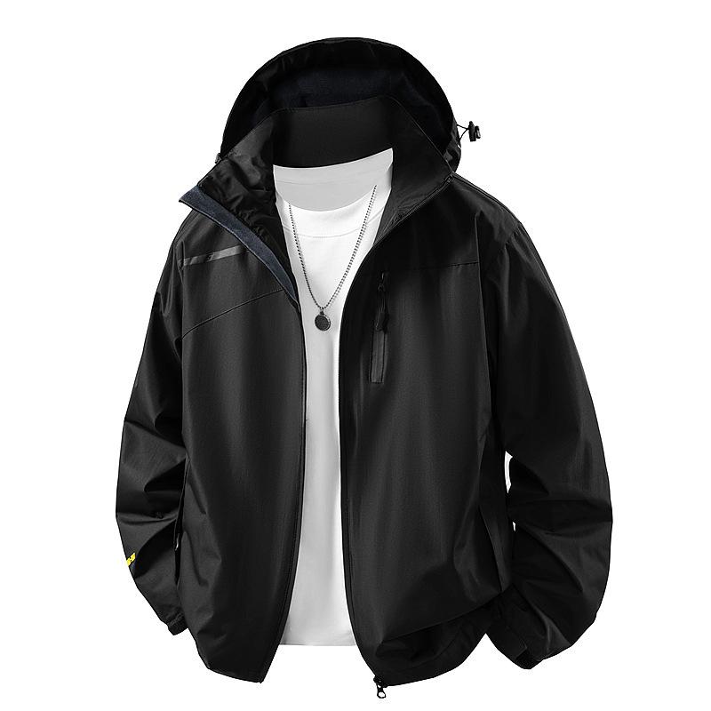 Autumn Thin Men's Outdoor Sports Mountaineering Single-charge Jacket Men's Hooded Detachable Jacket