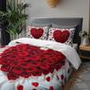 3Pcs Romantic Red Roses Heart Bedding Duvet Cover Set Valentine'S Day Bedding Quilt Set Floral Themed Bed Quilt Set Love