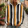 Women's Striped Print Casual Long Sleeve Hoodie with Pocket and