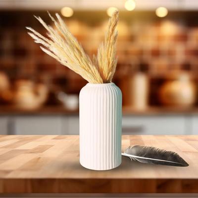 Ceramic 'White Flute Vase' 6 Inch | Decorative Flute Vase for Dried Flowers and Pampas Grass | Vases for Home Decor New